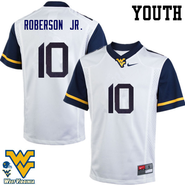 NCAA Youth Reggie Roberson Jr. West Virginia Mountaineers White #10 Nike Stitched Football College Authentic Jersey TK23O32HD